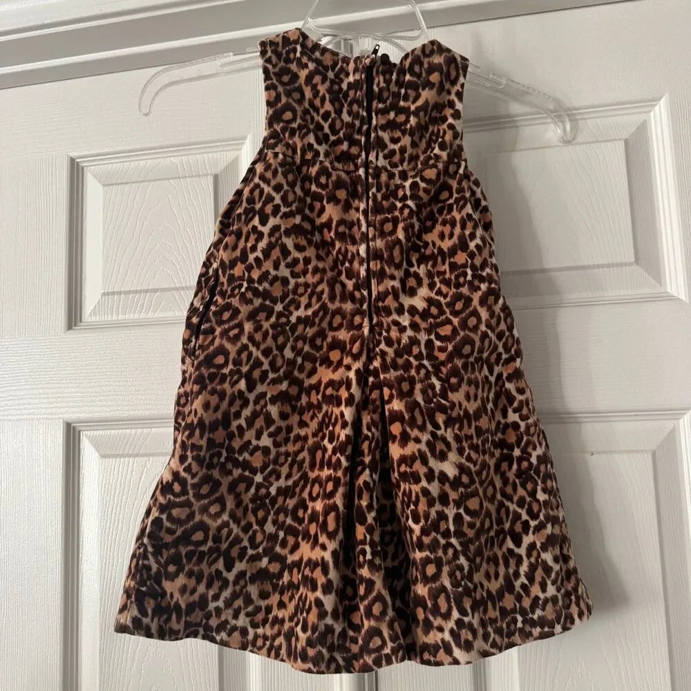 Baby Gap Toddler Girls‎ Leopard Velvet Dress 4 Years Sleeveless Jumper Pockets